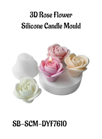 3D Rose Flower Silicone Candle Mould | Soap, Wax Mould | SB-SCM-DYF7610  (MOQ 12 PCS) (AID)
