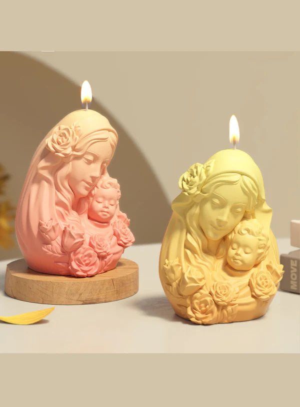 3D Virgin Mary Baby Sculpture Silicone Candle Mould | Gypsum Ornaments Mother-Child Mould | SB-SCM-DYF7671 (MOQ 12 PCS) (AED)