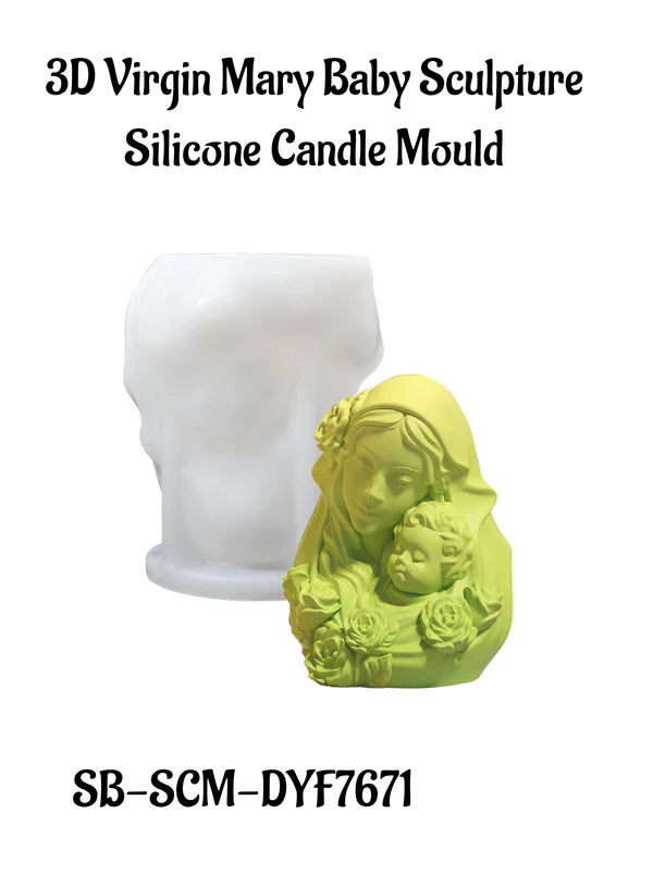 3D Virgin Mary Baby Sculpture Silicone Candle Mould | Gypsum Ornaments Mother-Child Mould | SB-SCM-DYF7671 (MOQ 12 PCS) (AED)