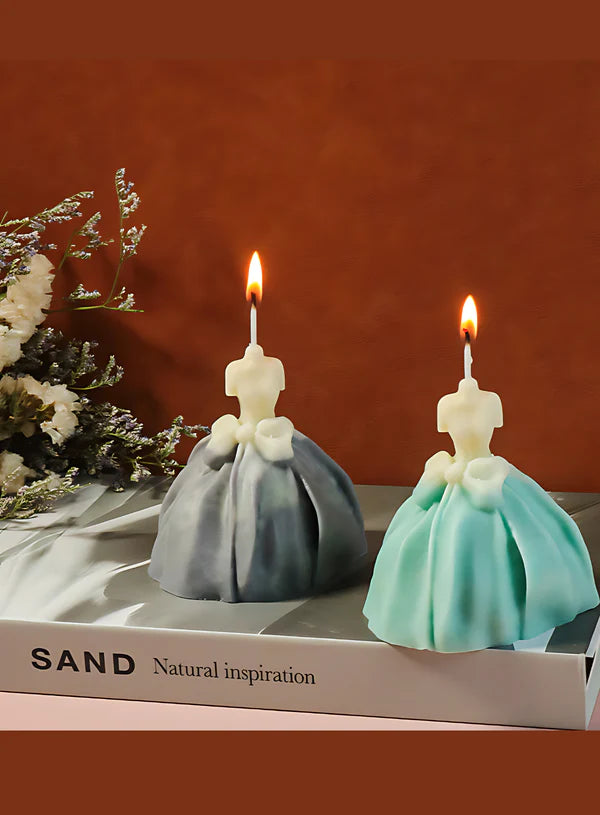 3D Wedding Dress With Bow Silicone Candle Mould | Bridal Princess Dress Mould | SB-SCM-DYF7134 (MOQ 12 PCS) (RRD)