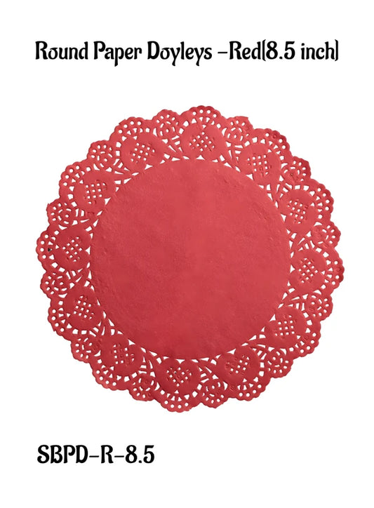 8.5 Inch Paper Doilies | Round Placemats | Decorative Accessories | Disposable Paper Mats – Red – Pack of 100 (SBPD-R-8.5) (MOQ 12 PACK)