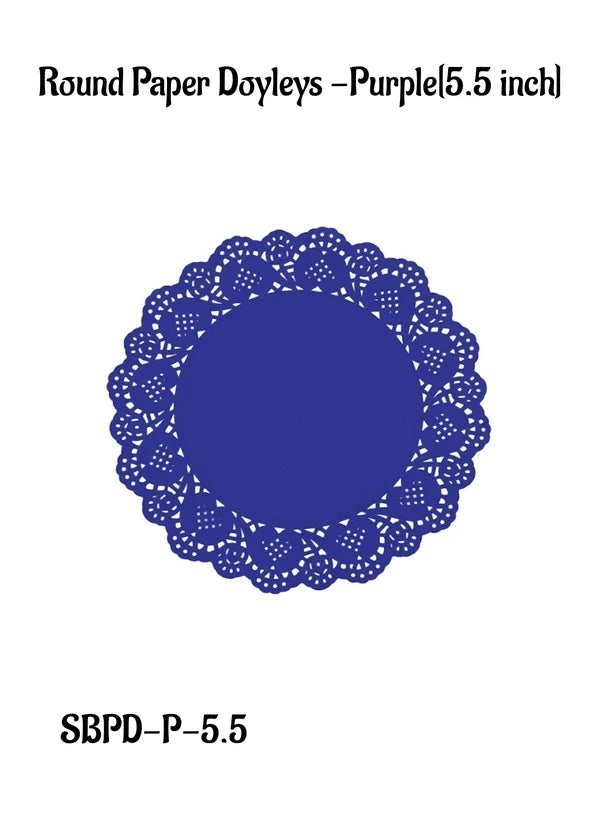 5.5 Inch Paper Doilies | Round Placemats | Decorative Accessories | Disposable Paper Mats – Purple – 100 pcs Pack(SBPD-P-5.5) (MOQ 12 PACK)