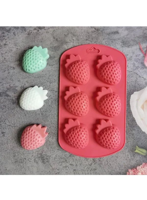 6-Cavity 3D Textured Mini Strawberry Silicone Mold│SBSM-CK3-848│ (MOQ 12 PCS) (EE)