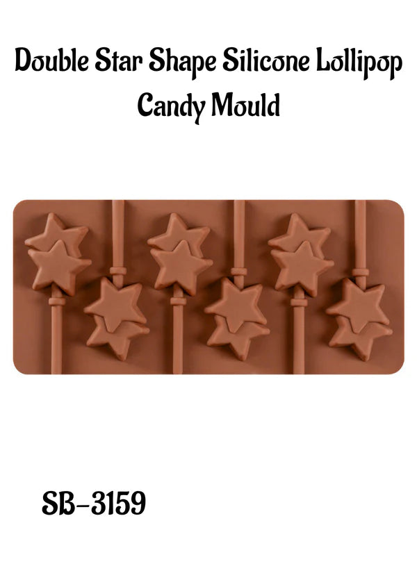 6-Cavity Double Star Lollipop Silicone Chocolate Mould | Non-Stick Mold for Baking & Crafting | 1 Piece Pack | (SB-3159)  (MOQ 12 PCS)
