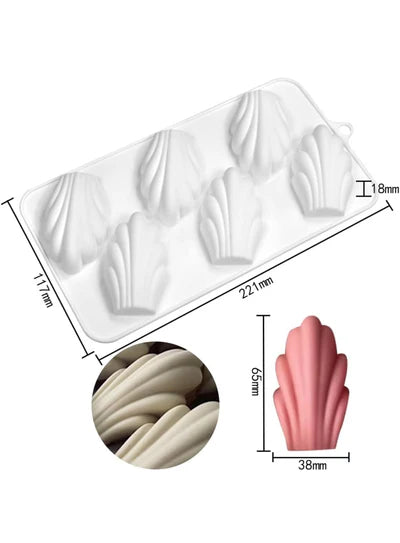 6-Cavity Scallop Shell Silicone Chocolate Mold-D1021 (MOQ 12 PCS)