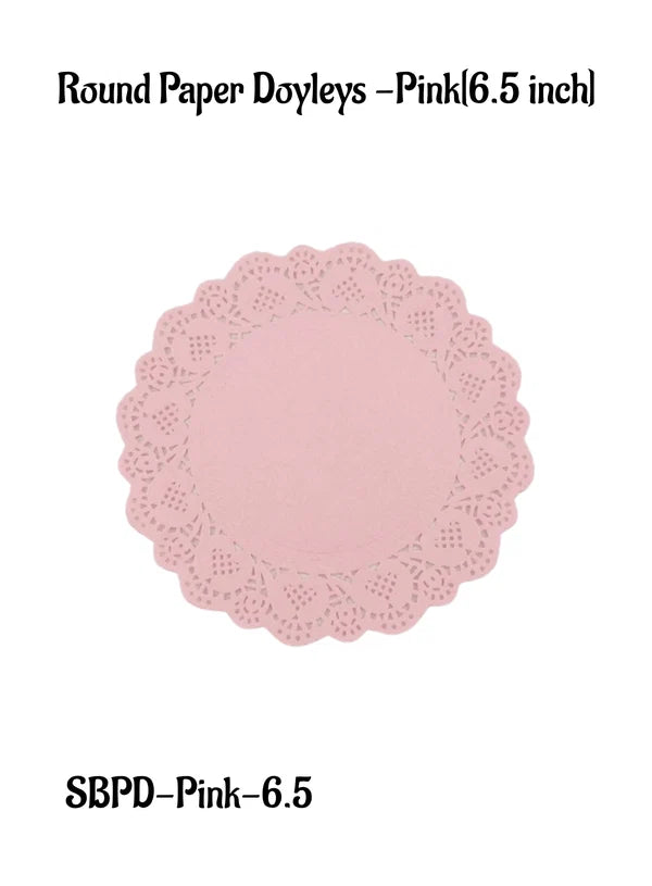 6.5 inch Paper Doilies | Round Placemats | Decorative Accessories | Disposable Paper Mats - Pink (100 pcs Pack) (MOQ 12 PCS)