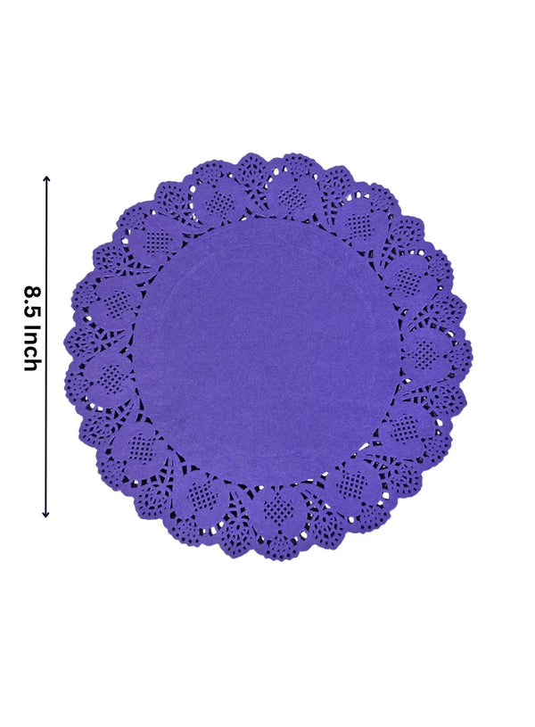 8.5 inch Paper Doilies | Round Placemats | Decorative Accessories | Disposable Paper Mats - Purple -100 pcs Pack (SBPD-P-8.5) (MOQ 12 PACK)