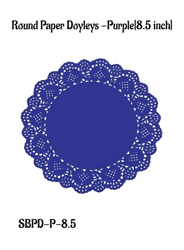 8.5 inch Paper Doilies | Round Placemats | Decorative Accessories | Disposable Paper Mats - Purple -100 pcs Pack (SBPD-P-8.5) (MOQ 12 PACK)