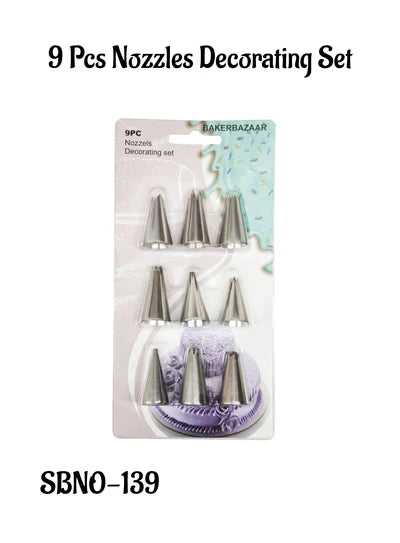 9 Pcs Nozzle Set Pastry Tips Cupcake Cake Decorating Nozzle (SBNO-139) (RR)