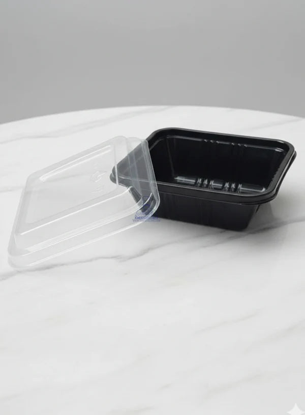 Black Rectangular PVC Container with Clear Lid | Pastry Box | Mini Dessert Package