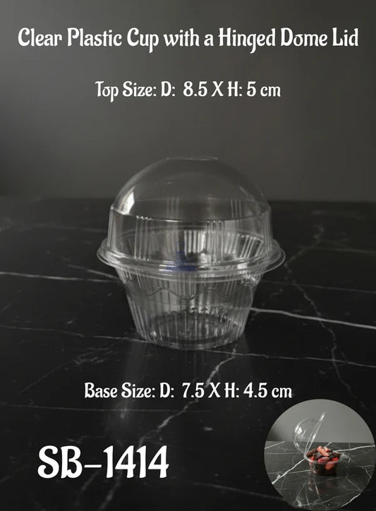 Clear Plastic Cup with a Attached Hinged Dome Lid | Mini Dessert Package