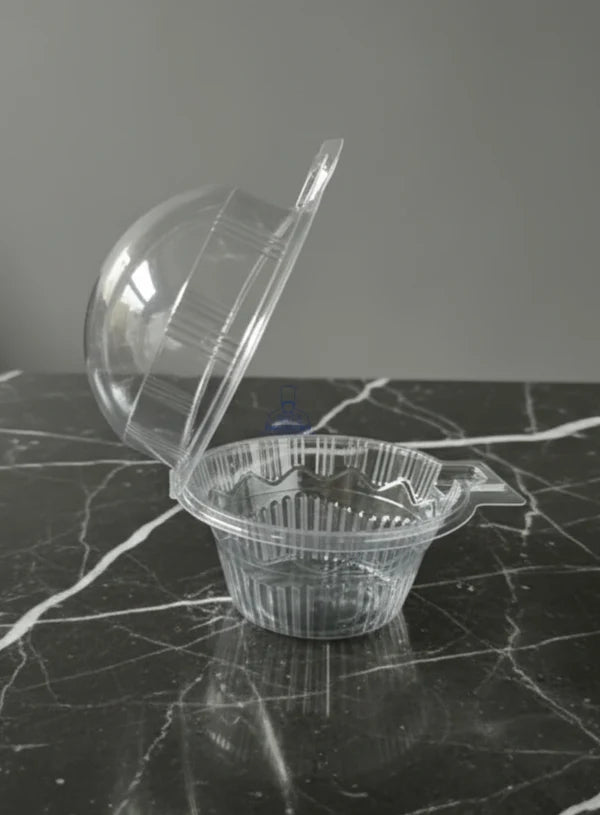 Clear Plastic Cup with a Attached Hinged Dome Lid | Mini Dessert Package