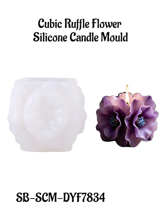 Cubic Ruffle Flower Silicone Candle Mould | SB-SCM-DYF7834  (MOQ 12 PCS) (RDD)