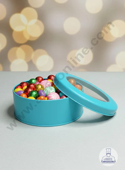 Dream Tin with Window (IMP) | Dream Cake Tin | Torte cake | Cookie |Blue|13.5 cm x 5 cm|Big (OD)