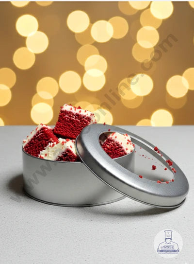 Dream Tin with Window (IMP) | Dream Cake Tin | Torte cake | Cookie |Silver|13.5 cm x 5 cm|Big  (OD)