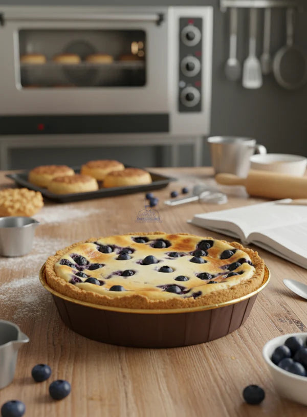 Golden Foil Coated Bake and Serve Pie Pan - Brown |5 Piece Pack|L: 17 x W: 15 x H: 3.5 cm|