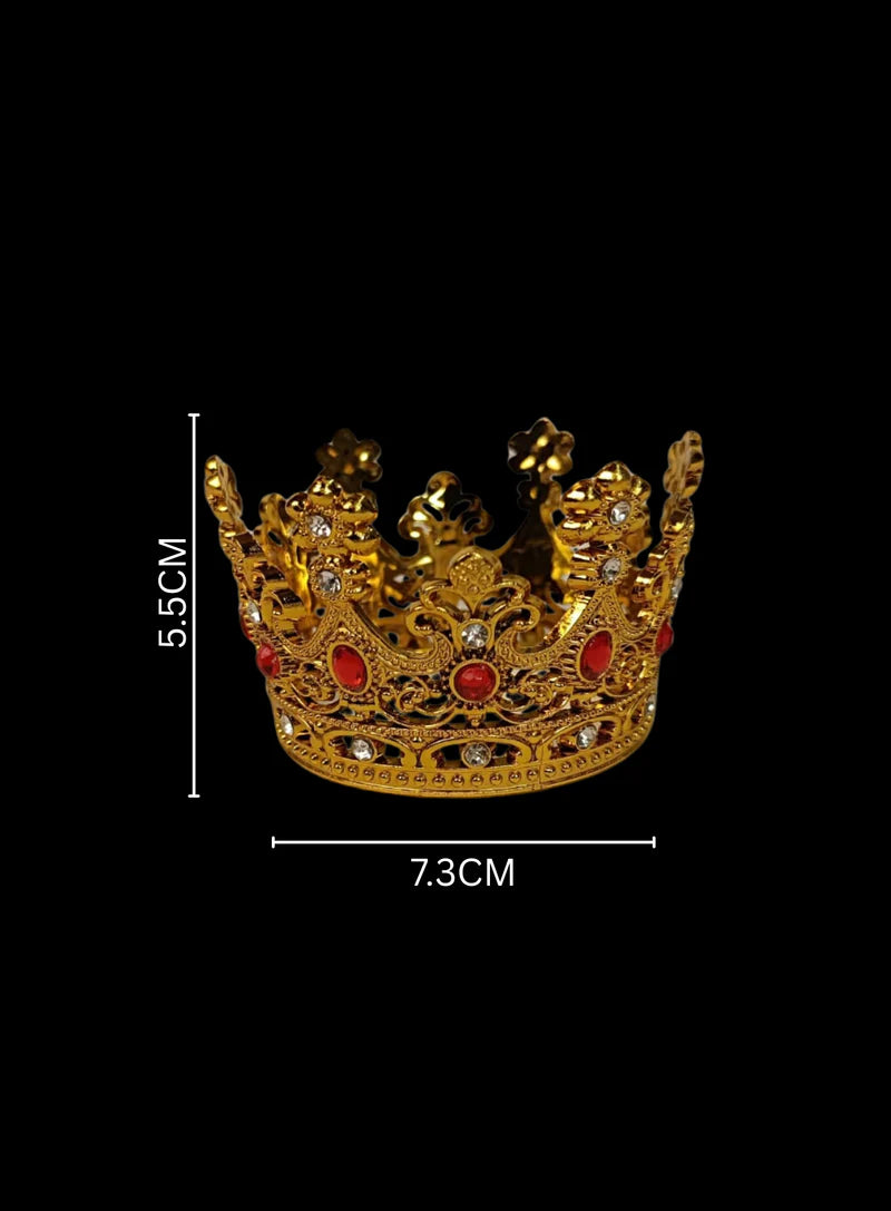 Golden Plastic Crown with Red Crystals Cake Topper (SBMT-CR-ND-54-3-R) (MOQ 12 PCS) (OD)