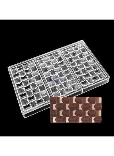 Heavy Bakers 3 Cavity Polycarbonate Geometric/Quilted Chocolate Bar Mold |SBPS-65|1 Piece|  (MOQ 12 PCS) (AED)