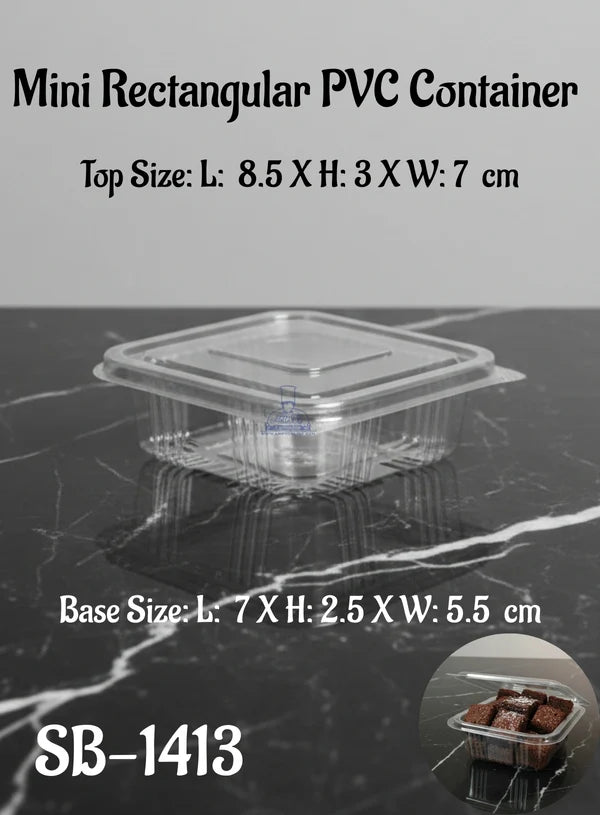 Mini Rectangular PVC Container With Attached Lid | Mini Dessert Package