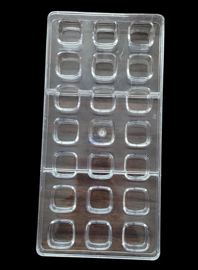 Regular Bakers 21-Cavity Polycarbonate Rounded-Square Chocolate Mold |SBPS-45|1 Piece| (MOQ 12 PCS) (ADD)