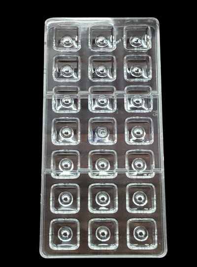 Regular Bakers 21-Cavity Polycarbonate Square Concentric Circle Chocolate Mold |SBPS-75|1 Piece|  (MOQ 12 PCS) (ADD)