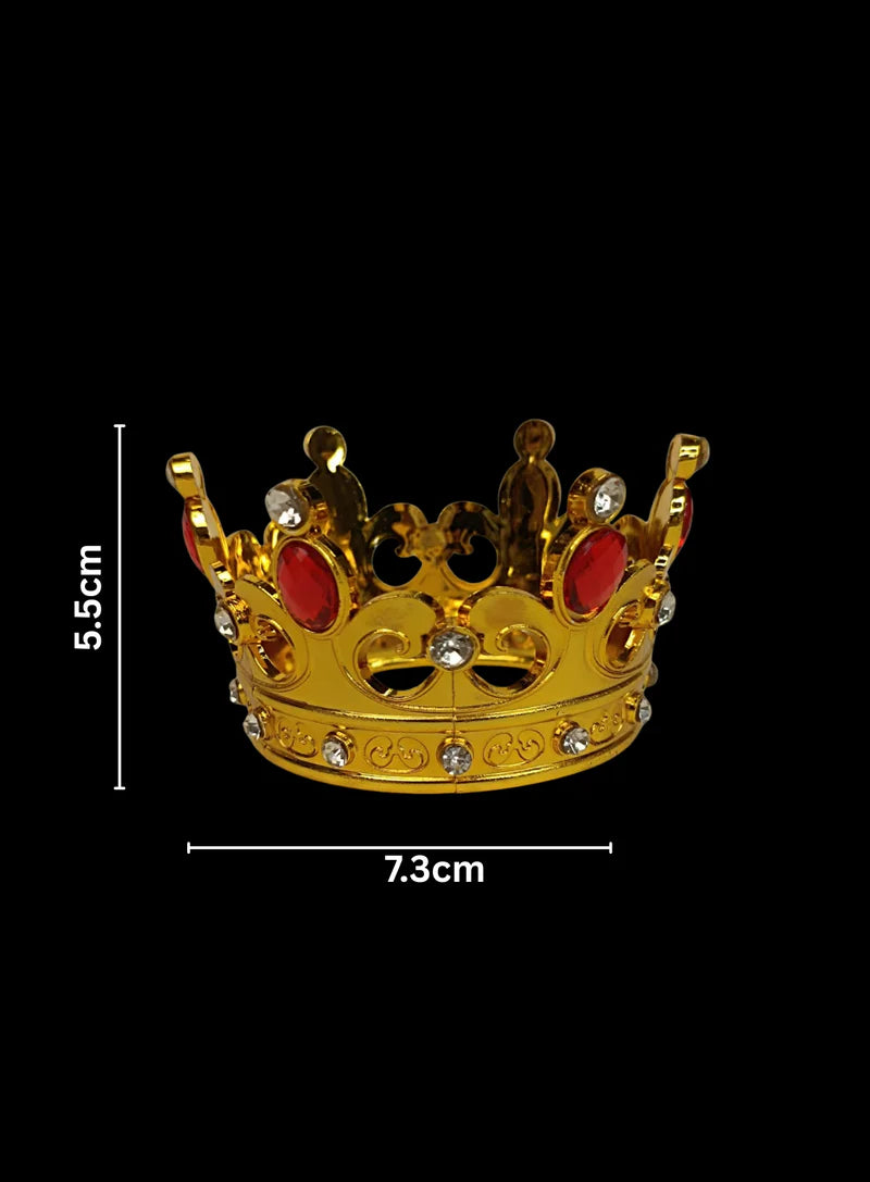 Royal Gold Plastic Crown with Red Jewels Cake Topper (SBMT-CR-ND-54-2-R) (MOQ 12 PCS) (OD)