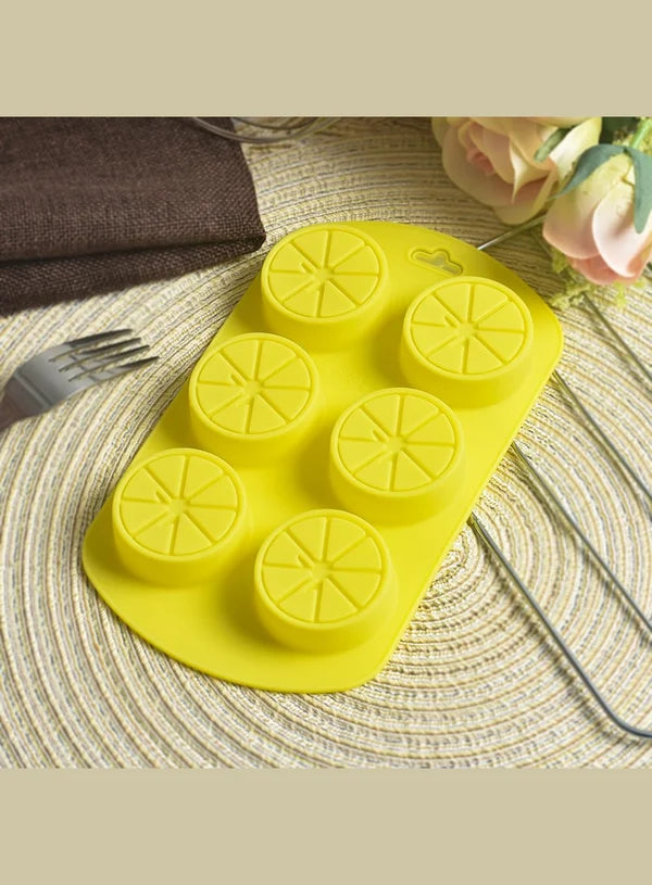 Silicon 6 Cavity Lemon Shape Muffin Cupcake Mould - SBSM-CK3-914  (MOQ 12 PCS) (EE)