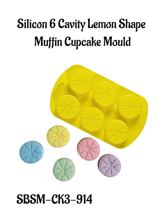 Silicon 6 Cavity Lemon Shape Muffin Cupcake Mould - SBSM-CK3-914  (MOQ 12 PCS) (EE)