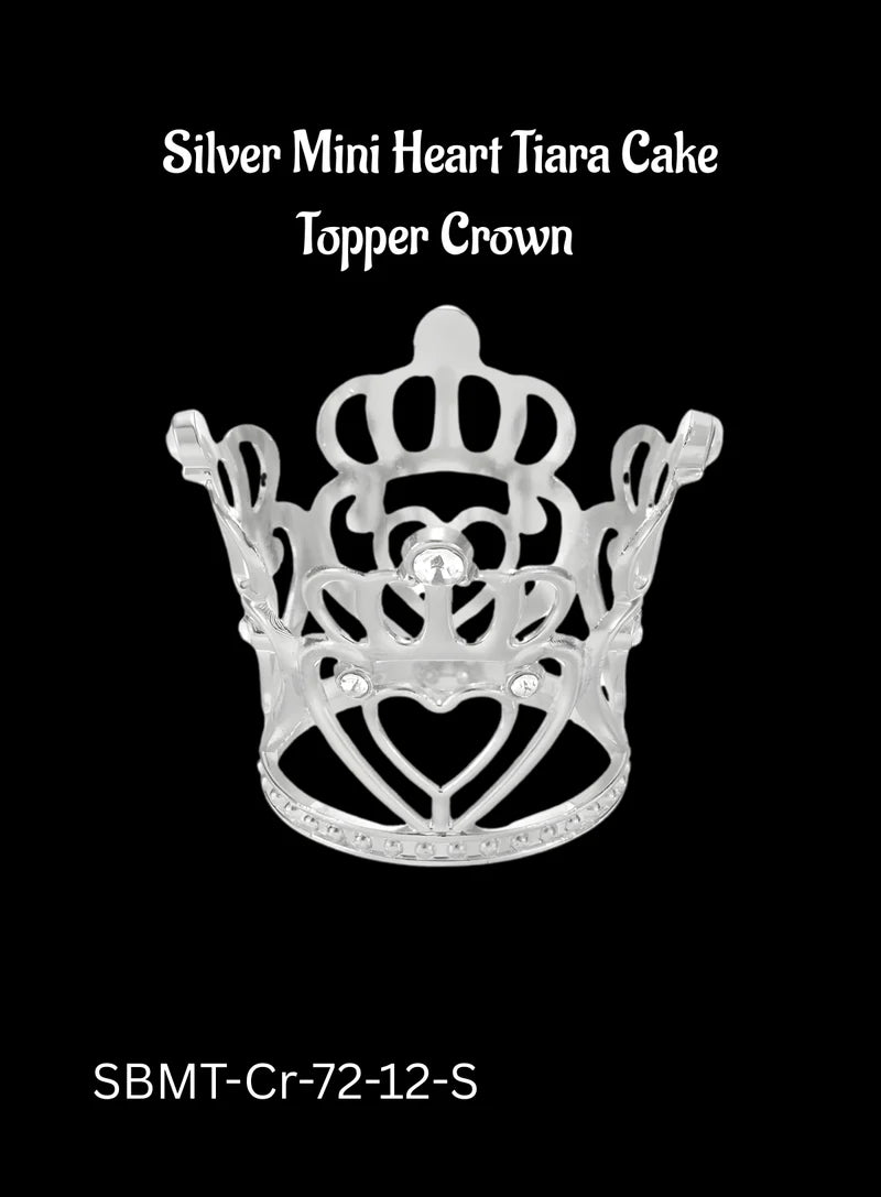 Silver Mini Heart Tiara Cake Topper Crown (SBMT-Cr-72-12-S) (MOQ 12 PCS) (FE)