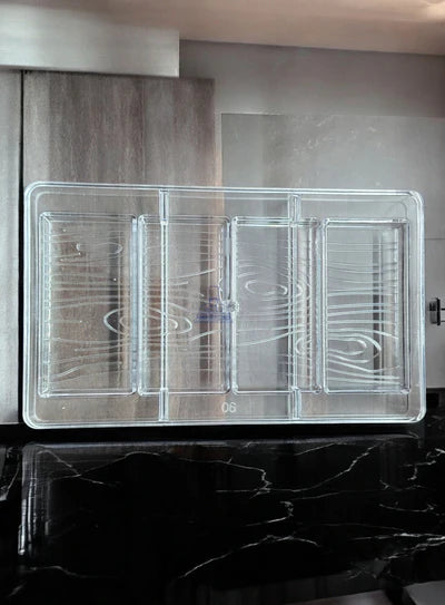 Small Bakers 4-Cavity Wavy Design Polycarbonate Chocolate Bar Mold |SBPS-90|1 Piece|  (MOQ 12 PCS) (UD)