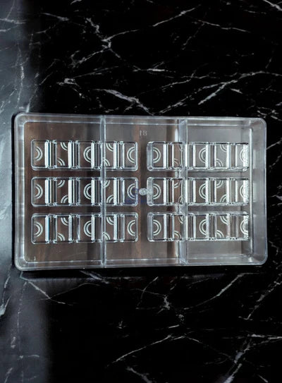 Small Bakers 6 Cavity Polycarbonate Half-Moon Rectangle/Bar Chocolate Mold |SBPS-81|1 Piece| (MOQ 12 PCS) (UD)