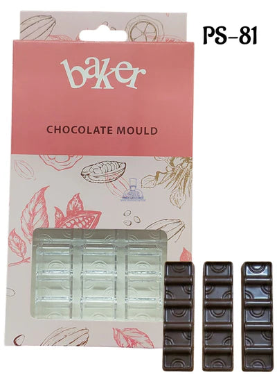 Small Bakers 6 Cavity Polycarbonate Half-Moon Rectangle/Bar Chocolate Mold |SBPS-81|1 Piece| (MOQ 12 PCS) (UD)