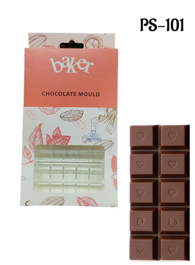 Small Bakers Heart-Embossed Square Polycarbonate Chocolate Mold |SBPS-101|1 Piece| (MOQ 12 PCS) (UD)