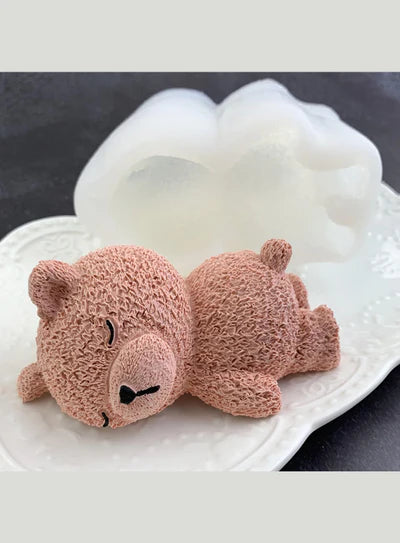 Big Lying Teddy Bear Silicone Candle Mould | 12 x 8 cm |SB-SCM-NXQ-0140 (MOQ 12 PCS) (RED)