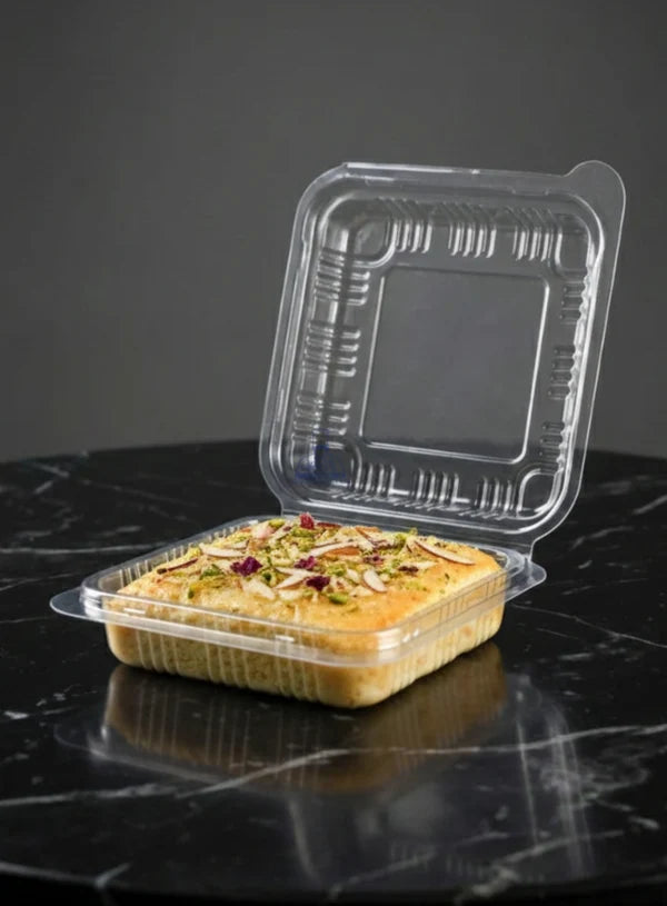 Square PVC Brownie Container With Attached Lid | Mini Dessert Package