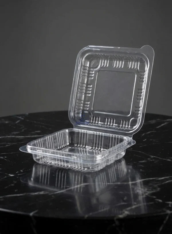 Square PVC Brownie Container With Attached Lid | Mini Dessert Package