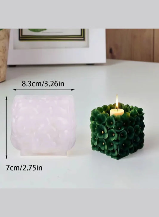 Square Relief Petals Gypsum Silicone Candle Mould | SB-SCM-DYF7833 (MOQ 12 PCS) (RDD)
