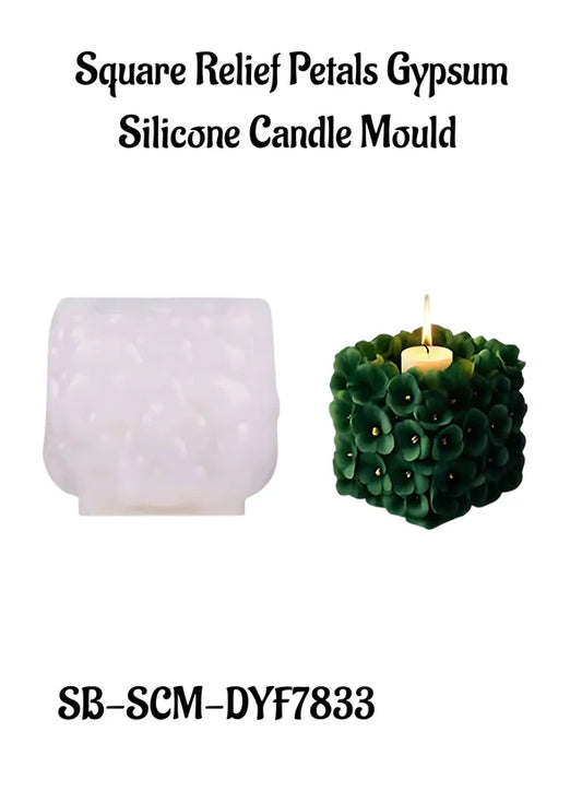 Square Relief Petals Gypsum Silicone Candle Mould | SB-SCM-DYF7833 (MOQ 12 PCS) (RDD)