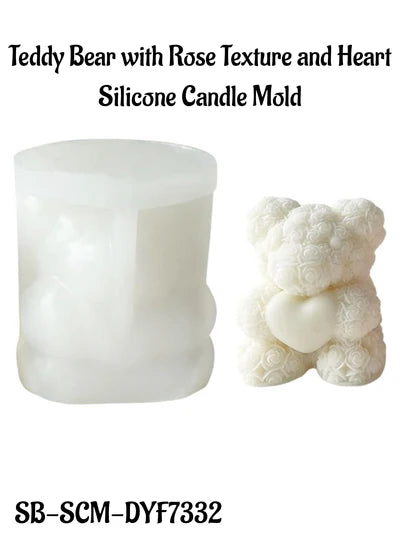 Teddy Bear with Rose Texture and Heart Silicone Candle Mold│SB-SCM-DYF7332│ (MOQ 12 PCS) (AID)