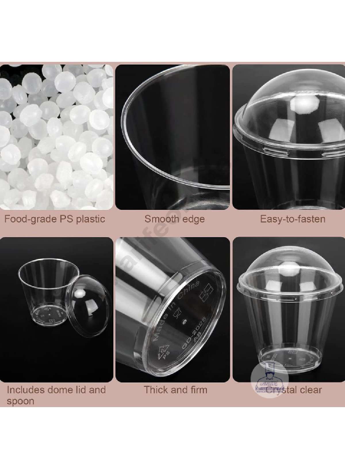 Simple Transparent Mousse Cups with Lids | Dessert Cups | Pudding Cups | Mini Parfait Cups (MOQ 500 PCS)(L.5)