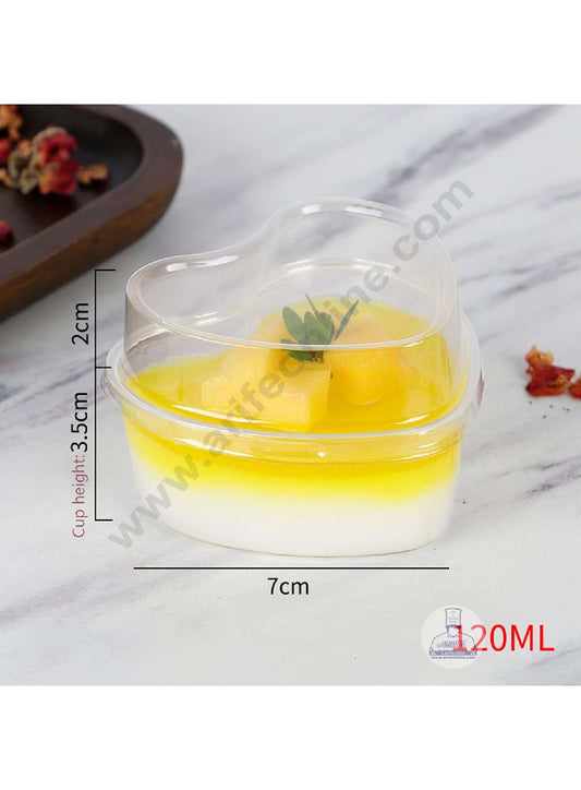 Heart Shape Transparent Mousse Cups with Lids | Dessert Cups | Pudding Jars | Mini Parfait Cups - Small   (MOQ 500 PCS) (L.5)