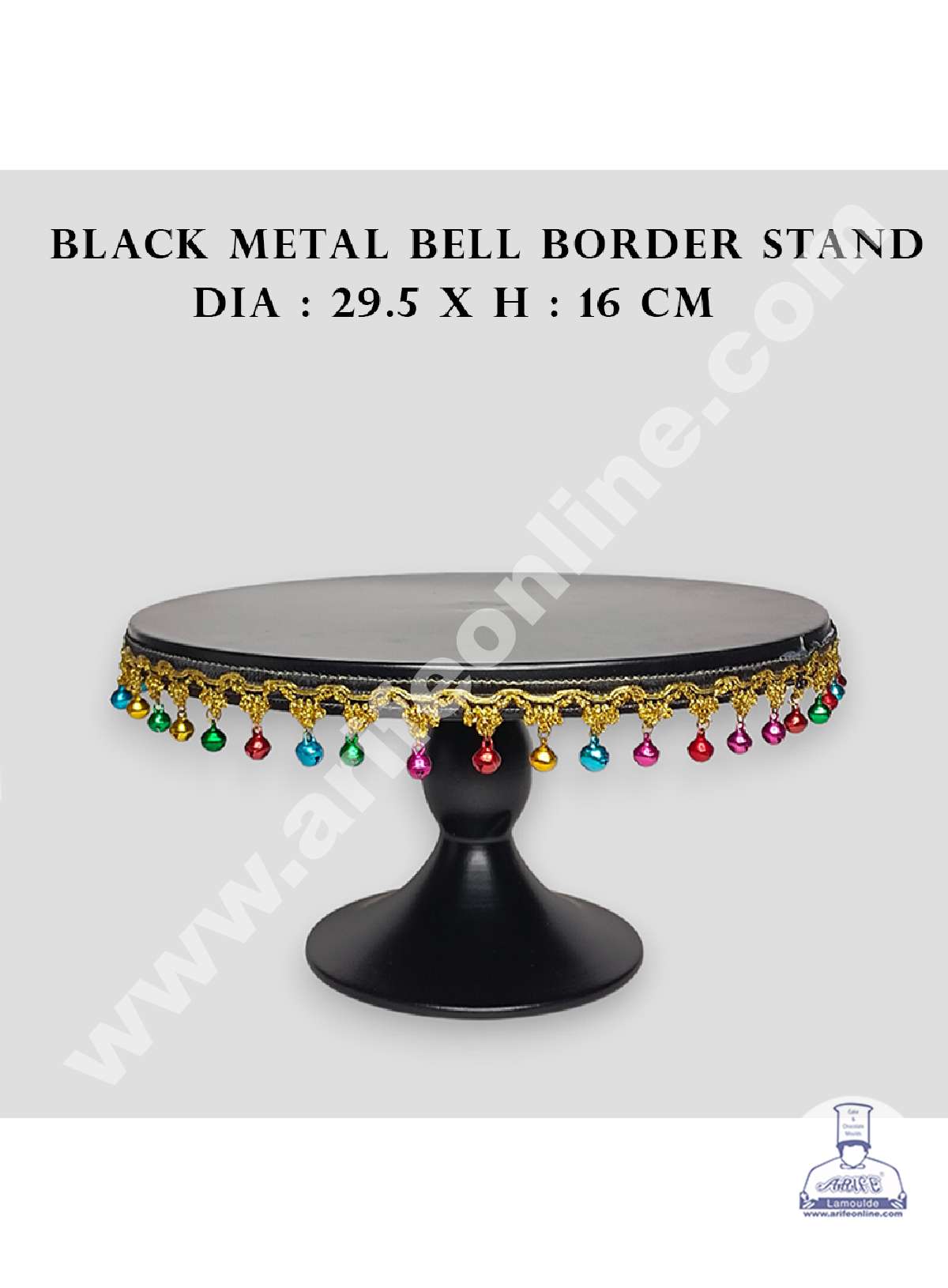 Black Metal Cake Stand with Small Bells Border | Dessert Stand | Cupcake Stand (MOQ 6 PCS)