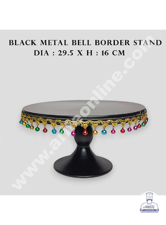 Black Metal Cake Stand with Small Bells Border | Dessert Stand | Cupcake Stand (MOQ 6 PCS)