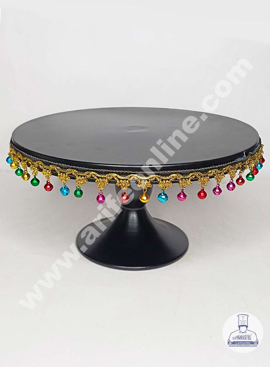 Black Metal Cake Stand with Small Bells Border | Dessert Stand | Cupcake Stand (MOQ 6 PCS)