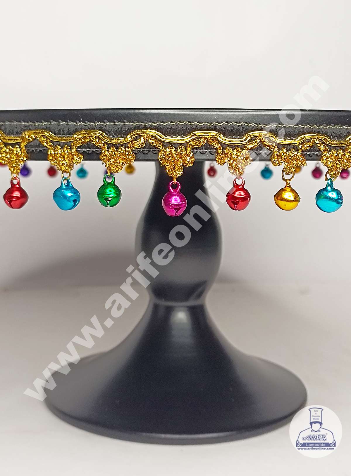 Black Metal Cake Stand with Small Bells Border | Dessert Stand | Cupcake Stand (MOQ 6 PCS)
