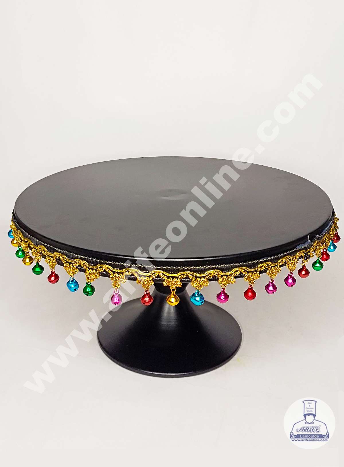 Black Metal Cake Stand with Small Bells Border | Dessert Stand | Cupcake Stand (MOQ 6 PCS)