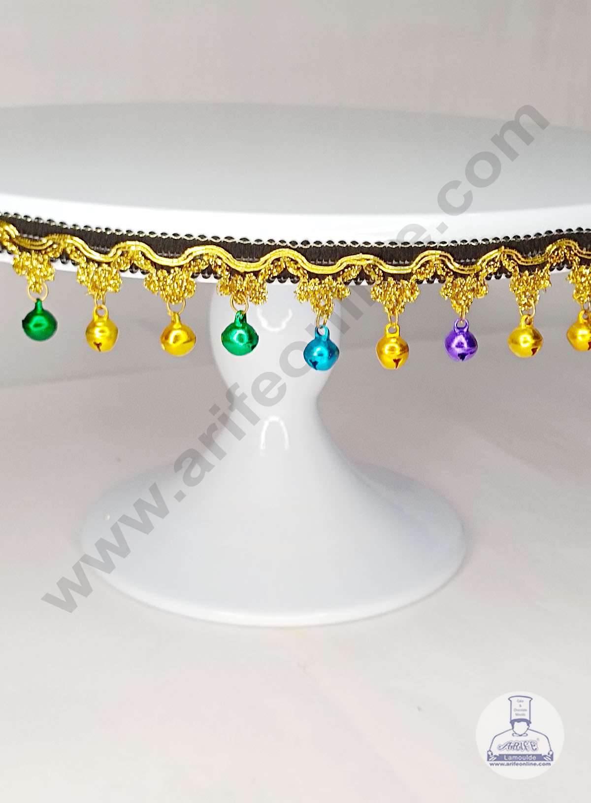 White Metal Cake Stand with Small Bells Border | Dessert Stand | Cupcake Stand (MOQ 6 PCS)
