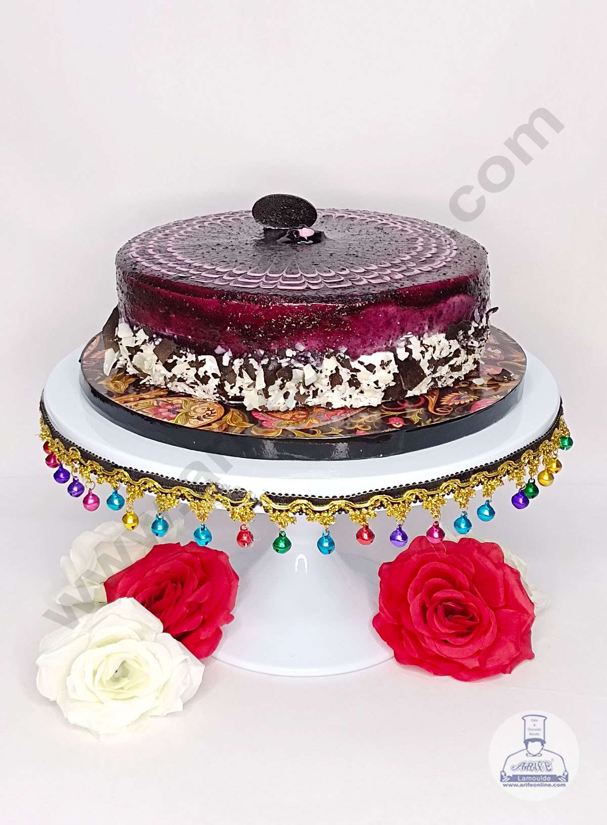 White Metal Cake Stand with Small Bells Border | Dessert Stand | Cupcake Stand (MOQ 6 PCS)