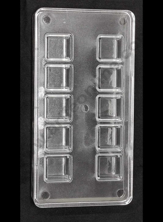 Cake Decor 10 Cavity Square Shape Small Polycarbonate Chocolate Mould