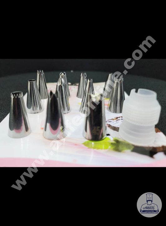 Cake Decor 11 Pcs Nozzle With 1 Coupler Set Pastry Tips Cupcake Cake Decorating Nozzle